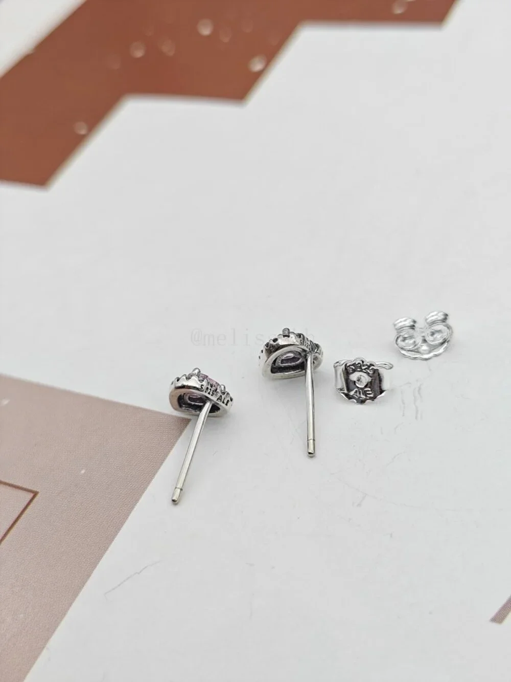Pandora Elevated Pink Heart Stud Earrings